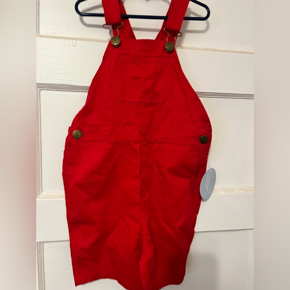 Girls red overalls